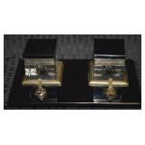 Art Deco Black Glass w/ Crystal Double Inkwell