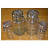 (4) Glass Canning Jars: (2) 1908 Ball Ideal +