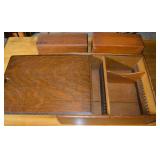 (3) Antique Oak Storage Boxes/Cabinet w/Sliding