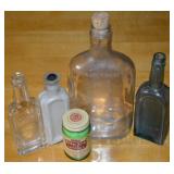 (5) Antique/Vintage Glass Medicine/Alcohol Bottles