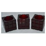(3) Contempo Ruby Red Glass "Rubik