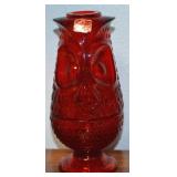 MCM Viking Amberina Art Glass Owl Fairy Lamp