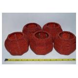 (5) Contempo Red Beaded Votive Candle Holders