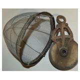 Antique Horse Basket/Grazing Muzzle + Pulley