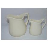 (2) Ivory Ironstone Handled Pitchers - 4.5" - 6"