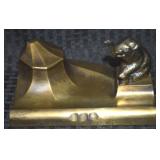 Art Deco Brass Elephant Figural Ink Well w/ Insert