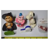 Vtg Toys Lot: Snoopy & Pig Windups, Dollhouse