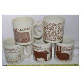 (5) 1978 Taylor & Ng Animal Mugs: Chat, Chien