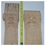 (2) Unfinished Carved Wood Acanthus Corbel Pcs