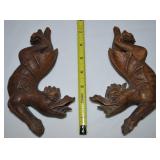 (2) Carved Wood Dragon Motif Shelf Brackets