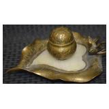 Antique Brass Italian Marble w/Bird Figural Leaf