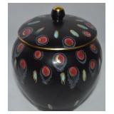 Vtg Gouda Holland Art Pottery Zwaro Lidded Jar