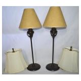 Pair Vtg Metal w/ Hammered Base & Urn Stem