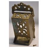 Vintage Solid Brass Wall Mount Match Safe 7.25L