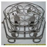 Wrought Iron 2 Section Handled Magazine Rack
