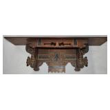 Victorian Eastlake Carved Walnut Clock Shelf 30w