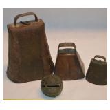 (4) Vintage/Antique Bells w/ Sleigh & Cowbells