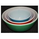 Vtg Pyrex 3pc Primary Colors Nesting Bowls Set