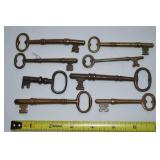 (8) Antique / Vintage Skeleton Keys Lot: All Brass