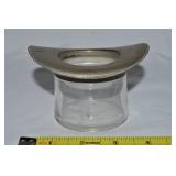 Antique Glass & Metal Brim Top Hat Vase 4.25"