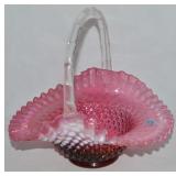 Vtg Fenton Cranberry Opalescent Hobnail Art Glass