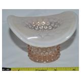 Vtg Fenton Pink Opalescent Hobnail Glass Top Hat