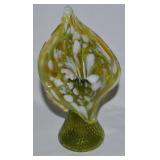 Vtg Kralik-style Green Spatter Glass Jack in The