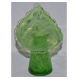 Vtg Green Spatter Glass Jack in the Pulpit Vase