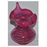 Vtg Fenton Cranberry Opalescent Optic Drape Jack
