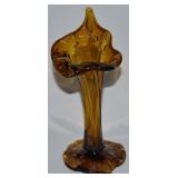 Vtg Rootbeer/Amber Art Glass Jack in the Pulpit