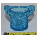 Vtg Fenton Diamondpoint Aqua Blue Glass Top Hat