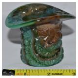RARE Boyd Blue/Green & Brown Slag Glass Top Hat o