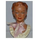Vtg Ralph Del Ossa Chalkware 9.75t Lady Head