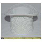 Vtg Fenton Milk Glass Daisy & Button Top Hat Vase
