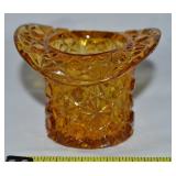 Vtg Fenton Amber Daisy & Button Top Hat Tooth