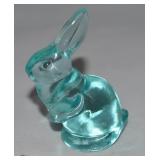 Vintage Fenton Aqua Art Glass Bunny Rabbit Figure