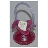 Fenton Fuschia Opalescent Drape Art Glass Basket
