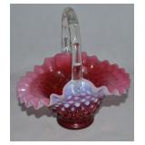 Vtg Fenton Cranberry Opalescent Hobnail Art Glass