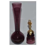 (2) Vtg Amethyst Glass Pcs w/ 7.75t Vase +Cheyenne