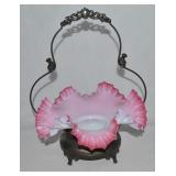 Victorian Cranberry Ruffled Rim Glass Bride