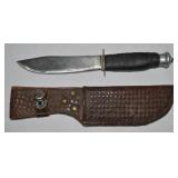 Vtg Case-style Fixed Blade Knife w/ Woven Sheath