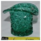 Vtg Fenton Teal Green Daisy & Button Top Hat