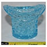 Vtg Fenton Light Blue Glass Daisy & Button Top Hat