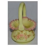 Vintage Fenton Handpainted Roses Burmese Art Glass