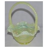 Vtg Fenton Topaz Opalescent Drapery Optic Glass