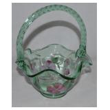 Vtg Fenton Handpainted Sea Mist Green Art Glass