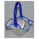 Vtg Fenton Sapphire Blue Crest Opalescent Hobnail