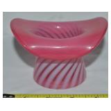 Vtg Fenton Cranberry Opalescent Swirl Glass Top