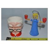 Vtg Ceramic Mrs Claus Egg Holder + Swedish