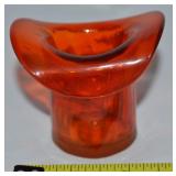 MCM Kanawha Amberina Art Glass Top Hat Tooth